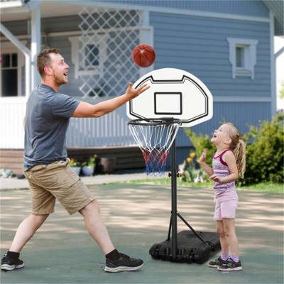 YONWAY Poolside Basketball Hoop Stand, Portable Basketball System Goal, Adjustable Height 3'-4', 30" Backboard, Black