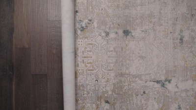 Gray and Gold Medallion Synthetic Rectangular Area Rug 8'10"x12'7"