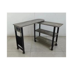 360° Rotating End Table, Swivel Sofa Table with Storage Bag and Charging Station, 6 Swivel Wheels with Brakes - 1 of 1