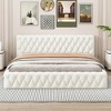 Queen Size Velvet Upholstered Platform Bed, with Luxurious Diamond Grid Headboard - image 2 of 4