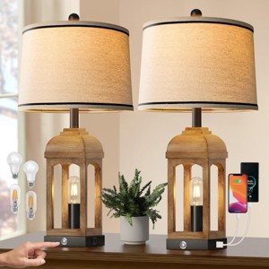 26“Table Lamp In Living Room 3 Color Set Of 2,Table Lamps Modern With USB C&A Ports And Nightlight,Modern Table Lamps Bedroom -The Pop Home - 1 of 4