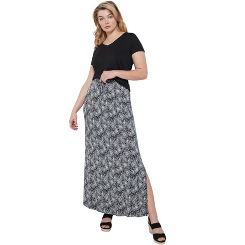 Plus size maxi skirt black and white hotsell