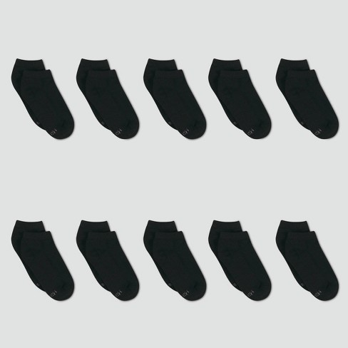 Hanes Women's Extended Size 10pk Low Cut Socks - Black 8-12 : Target