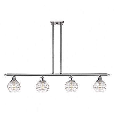 Rochester - 4 Light Stem Hung Island In Industrial Style-8.38 Inches Tall and 48 Inches Wide