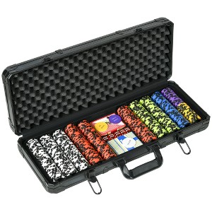 Soozier 300/500 Chip, 14 Gram Clay Poker Chips Set with Aluminum Case, Casino Poker Chips with 2 Decks of Playing Cards, Dealer Button & 5 Dice - 1 of 4