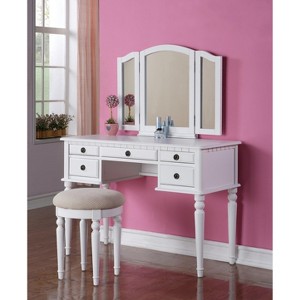 PAGED Makeup Vanity Desk Contemporary Makeup Table with 3-Mode Lighted Mirror, Socket, Drawer, 3 Shelves for Bedroom, Powder Room - 1 of 4