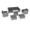 Sonkuki 6-Piece Patio Sofa with Square Fire Pit Table and Swivel Rocking Chairs, Conversation Couch with Cushion - 2 of 4