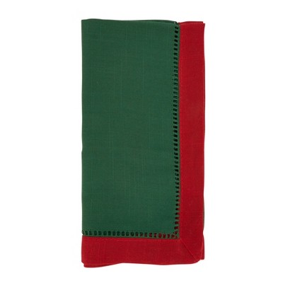 Saro Lifestyle Timeless Two-Tone Hemstitch Napkin (Set of 12), 20", Green