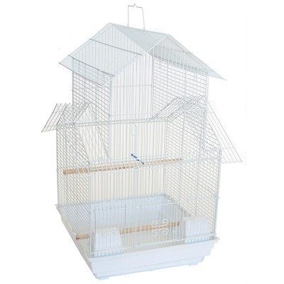 YML A5844 3/8 inches Bar Spacing Pagoda Small Bird Cage White 18 inches x 14 inches