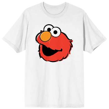 Sesame Street Elmo Face Men's White Graphic T-Shirt