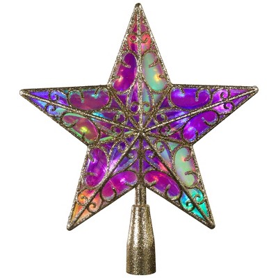 Northlight LED Lighted Iridescent Star Christmas Tree Topper - 11" - Champagne - Multicolor Lights
