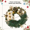 24" Christmas Artificial Garland with Xmas Balls, Artificial Flower & Bow, Christmas Wreath for Fireplace Window Wall Decor, Champagne - 3 of 4