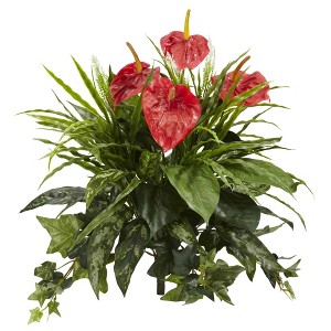 Nearly Natural 24-in Mixed Anthurium Artificial Plant (Set of 2) - 1 of 1