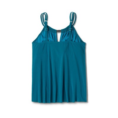 Women's Upf 50 High Neck Keyhole Tankini Top - Aqua Green® Blue 3x : Target