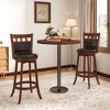 Tangkula Wood Bar Stools Set of 4 31" Swivel Bar Height Barstools w/Back Rubber Wood Frame Padded Seat Footrest PVC Leather - 3 of 4