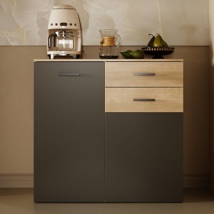 FUFU&GAGA Two-Tone Light & Dark Gray Kitchen Cabinet- Stylish Storage Solution Buffet Sideboard - 1 of 4