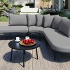 5 Piece Outdoor Patio Conversation Set,Metal Outdoor Sectional Sofa Set,L-Shaped Outdoor Couch with Coffee Table and Sponge Cushions-Coolbibila - 3 of 4