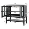 36" Bathroom Floor Cabinet with Ceramic Sink, Textured Glass Doors, Adjustable Interior Shelf and Open Bottom Storage-Maison Boucle - 4 of 4