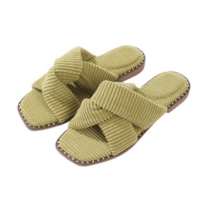 Roxoni Velvet Piping Flat Sandals for Women - Stylish Studs Around Outsole, Dressy Footwear for Summer Ideal - 1 of 4