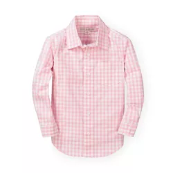 Hope & Henry Boys' Stretch Poplin Button Down Shirt (Pink Gingham, X-Large)