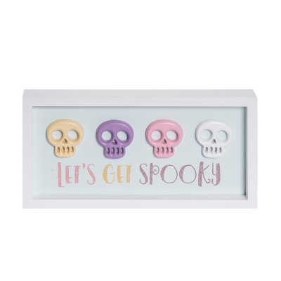Transpac MDF Framed Lets Get Spooky Sign Decorative Object for Halloween Multicolor Tabletop Decor Indoor Use Gift Giving and Hostess Gifts Spot or