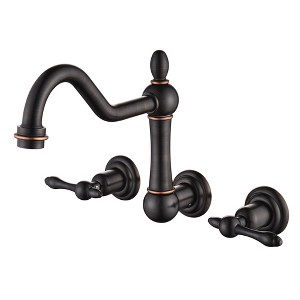 Sumerain Tub Faucet Wall Mount Bathtub Filler Vintage Style 3 Holes 8 Inches Center, Oil Rubbed Bronze - 1 of 4