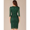 Allegra K Women's Crewneck 3/4 Sleeve Floral Lace Hidden Zipper Bodycon Dress - 4 of 4