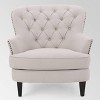 Christopher Knight Home Tafton Club Chair and Ottoman - Natural: Upholstered Linen & Cotton, Nailhead Trim - 3 of 4