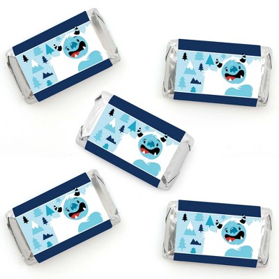 Big Dot of Happiness Yeti to Party - Mini Candy Bar Wrapper Stickers - Abominable Snowman Party or Birthday Party Small Favors - 40 Count