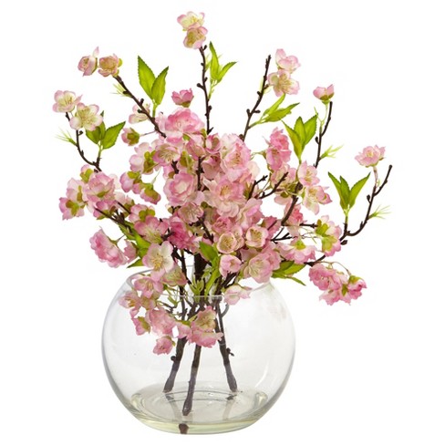 Cherry Blossom In Large Vase Pink Nearly Natural - 