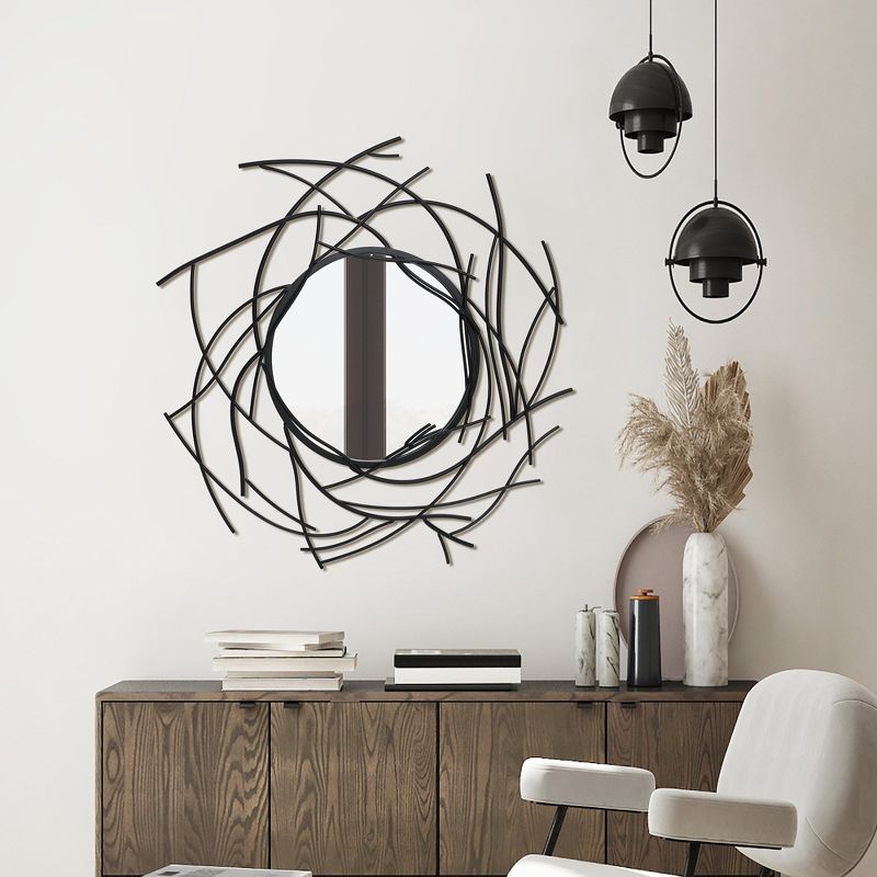 LuxenHome Modern Black Branch Wall Mirror, 1 of 9