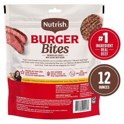 Rachael Ray Nutrish Burger Bites Beef Burger with Bison Recipe Chewy Dog Treats - 12oz