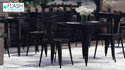 Black Steel 31.5" Square Indoor/Outdoor Patio Dining Table