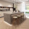 LeisureMod Wooden Counter Stool Round Seat Leather Upholstery and Iron Pelya Collection - 3 of 4