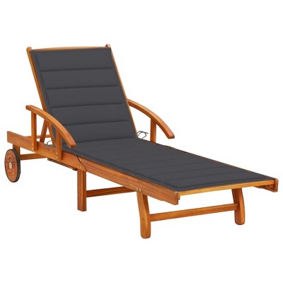 Solid Acacia wood Sunlounger vidaXL
