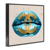 Stupell Industries Designer Fashion Logo Lustrous Blue Lipstick Lips Black Framed Giclee Art - 3 of 4