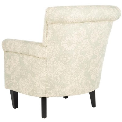 Ivory Floral Wood Accent Arm Chair