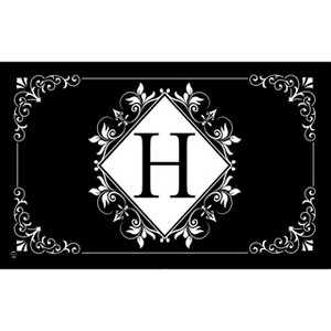 Briarwood Lane Everyday Doormat 30x18 Indoor Outdoor Black and White Monogram H Doormat - 1 of 4