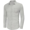 Mens Button Down Linen Shirts Casual Long Sleeve Dress Shirts Regular Fit Cotton - 3 of 4
