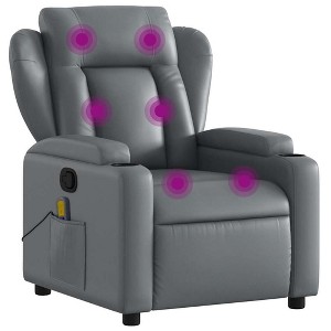 vidaXL Gray Faux Leather Massage Recliner Chair with Manual Recline, Cup Holders, USB Vibration Massage Function, and Padded Seating - 1 of 4