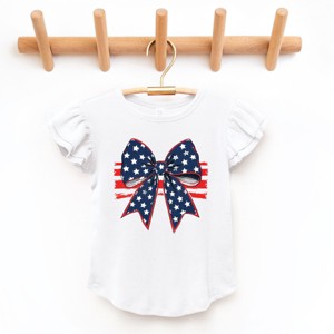 The Juniper Shop Coquette Patriotic Bow Flutter Sleeve Tee - 1 of 4