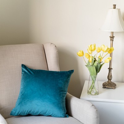 Teal Velvet 20" x 20" Euro Pillow Covers Set