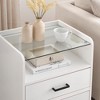 Homhougo White Nightstand LED Night Stand with 2 Drawers, Smart End Side Table with LED Lights White - 4 of 4