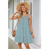 Coolmee Women Halter Neck Mini Dress Sleeveless Hollow Out A-Line Summer Dress - 3 of 4