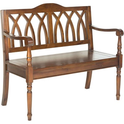 Benjamin Dark Teak Pine Wood Gothic Bench