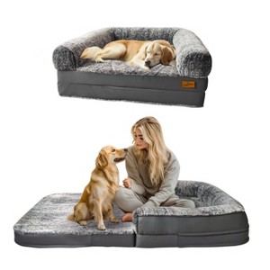 Artloge Human-size Giant Dog Bed Foldable Calming Pet Sofa Orthopedic Pet Bed with Sponge Base & Ultra-soft Cover for Home SUV Car Camping - 1 of 4