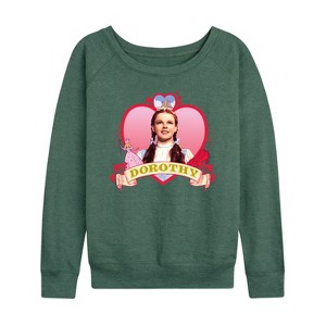 Women's - Wizard of Oz - Heart Dorothy Lightweight French Terry Wide Neck Long Sleeve Shirt - 1 of 4