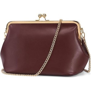 Women's Kiss Lock Crossbody Bag PU Medium Handbags Kiss Clasp Crossbody Shoulder Bags - 1 of 4