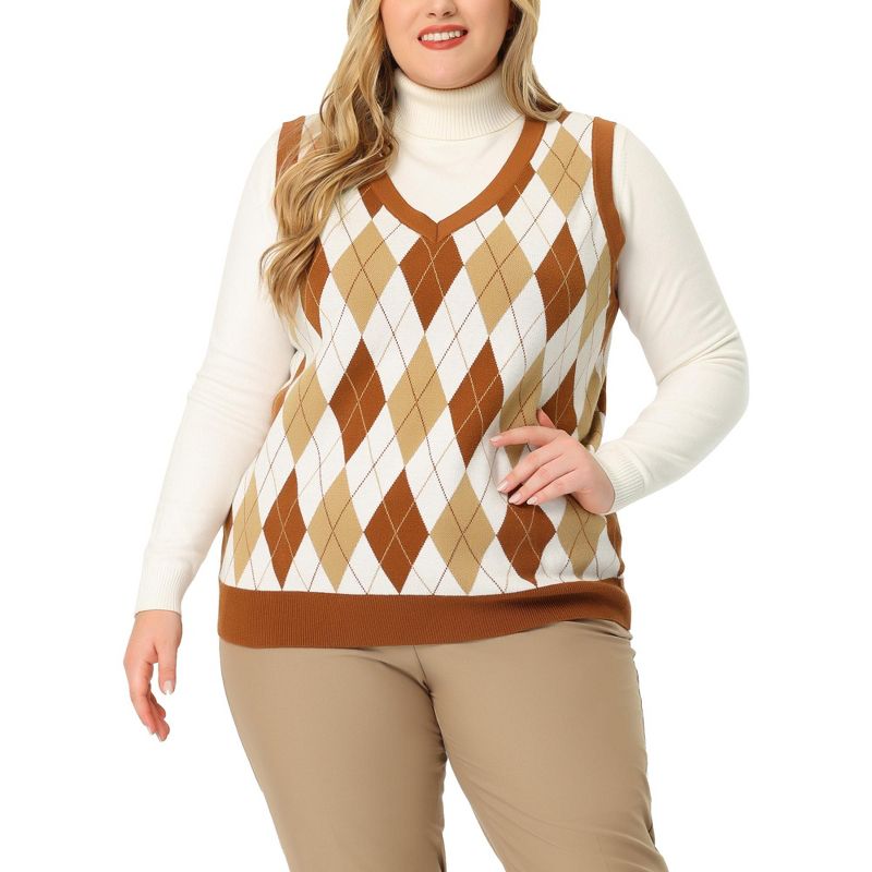 Agnes Orinda Women's Plus Size Cable Knit Sleeveless Pullover Sweater Vest, 1 of 7
