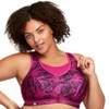 Glamorise Womens No-Bounce Camisole Elite Sports Wirefree Bra 1067 Fuchsia Print - 3 of 4